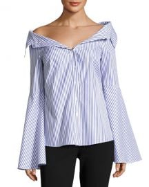 Caroline Constas Persephone Striped D  collet   Shirt at Neiman Marcus